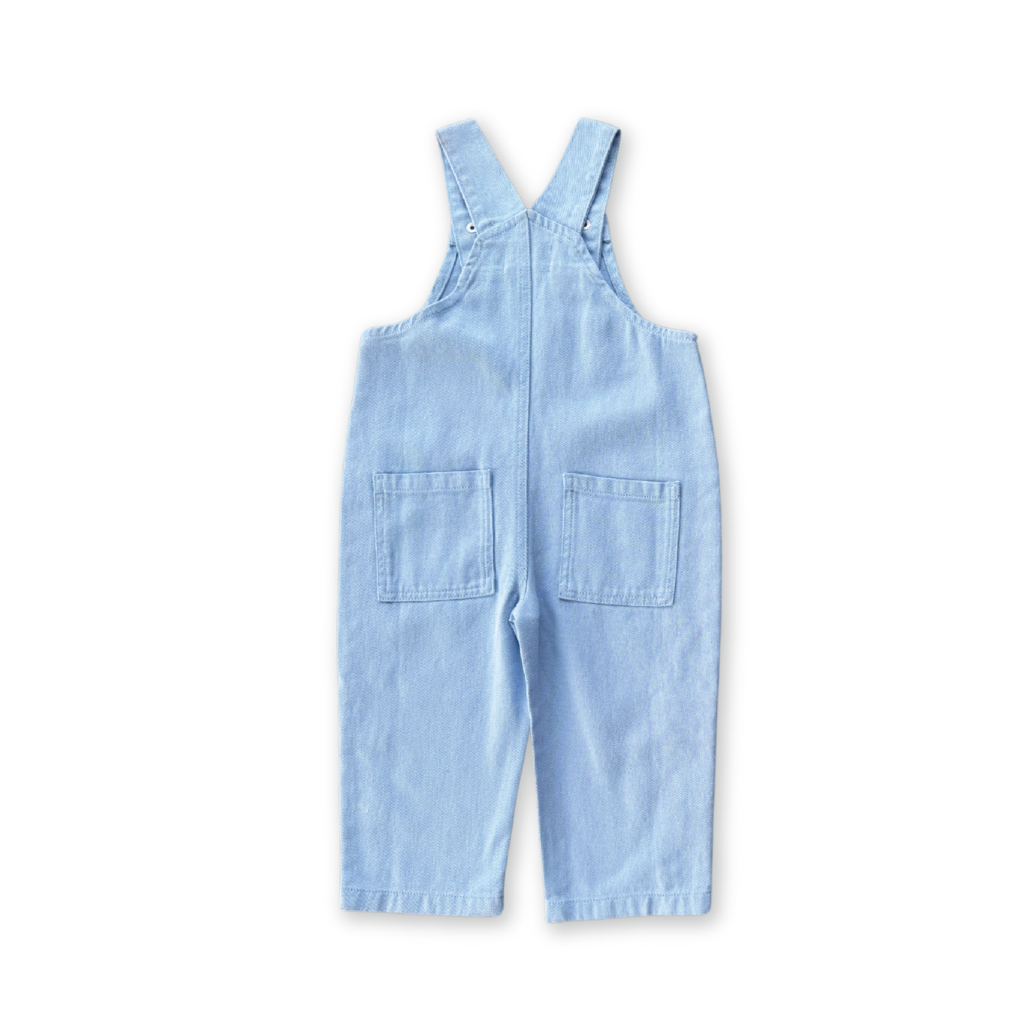 Organic Embroidery Posy Overalls | Ice Blue