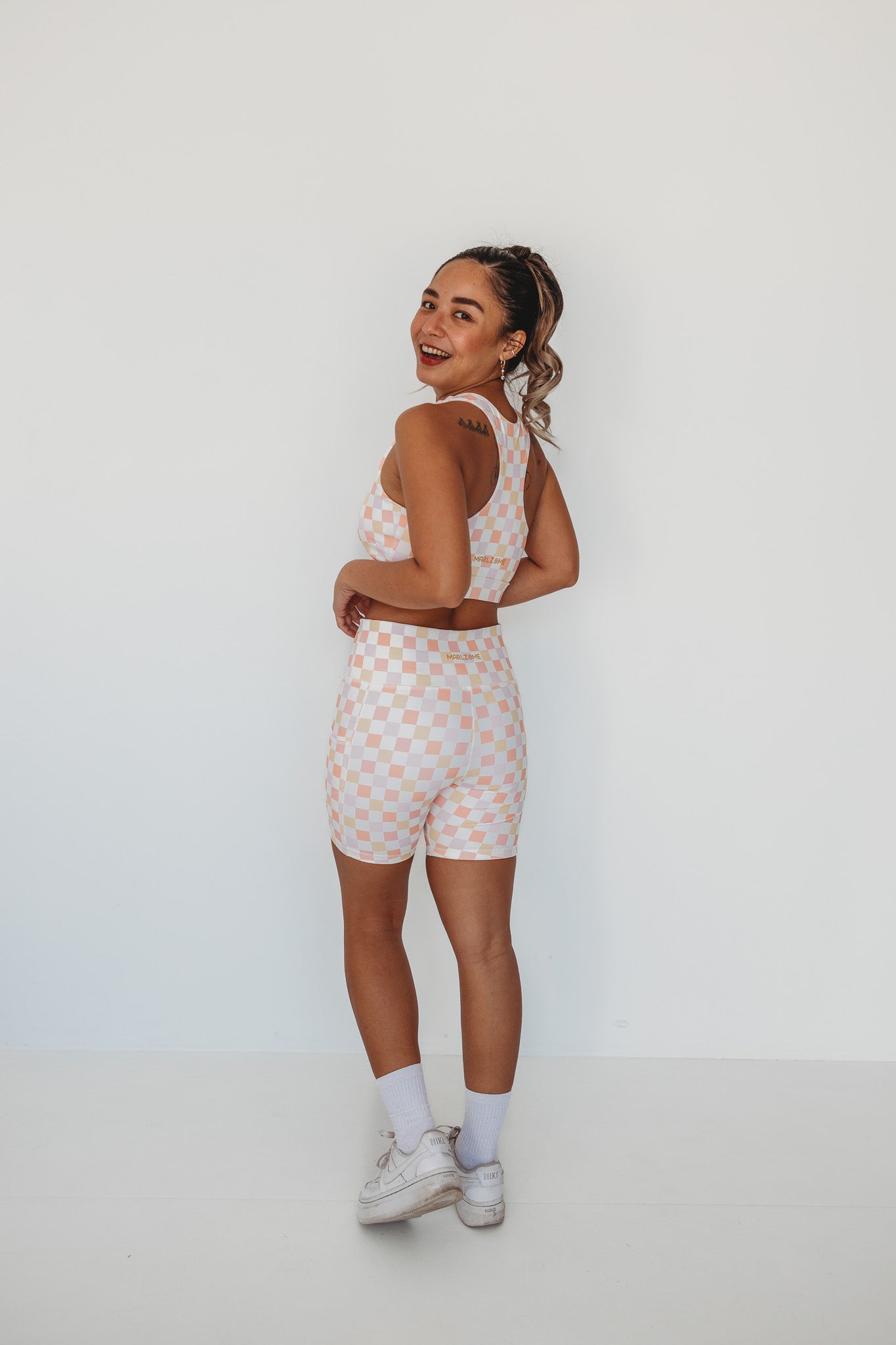 Pastel Check Bike Shorts