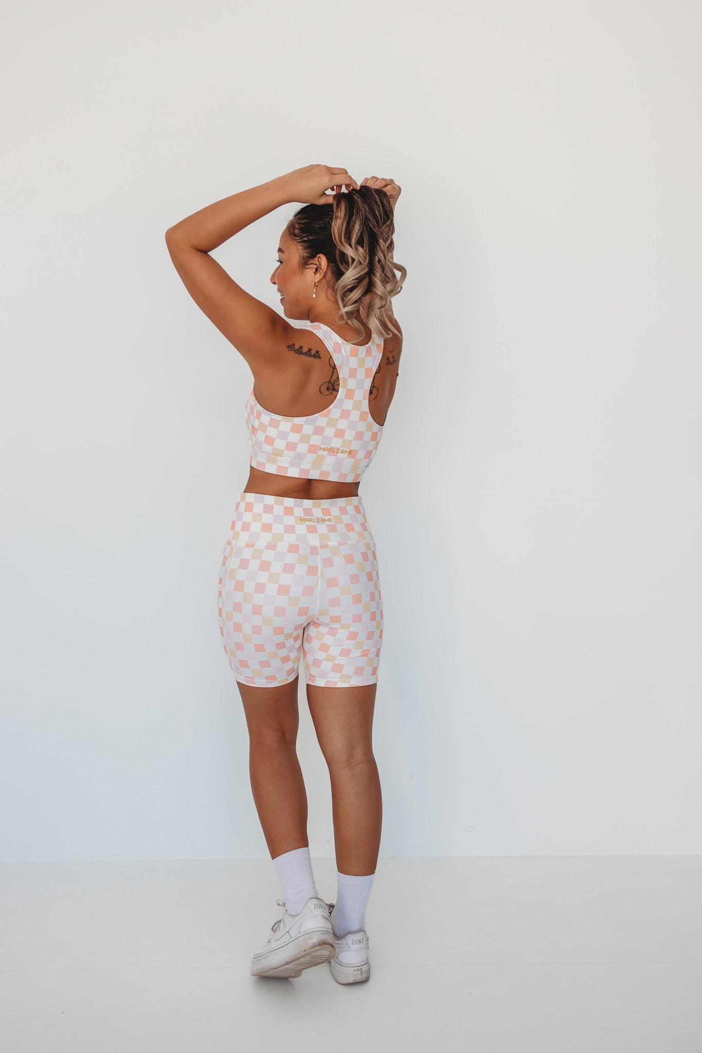 Pastel Check Support Sports Bra