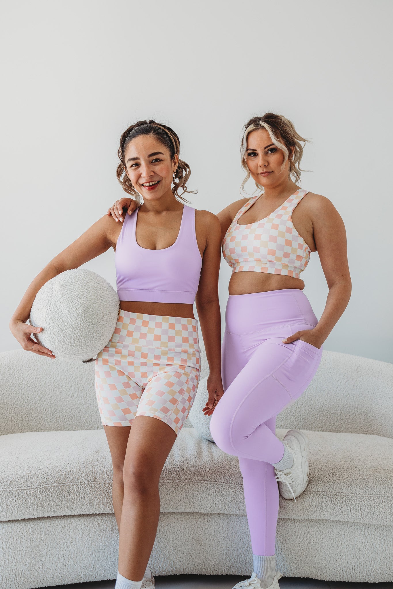 Pastel Check Support Sports Bra