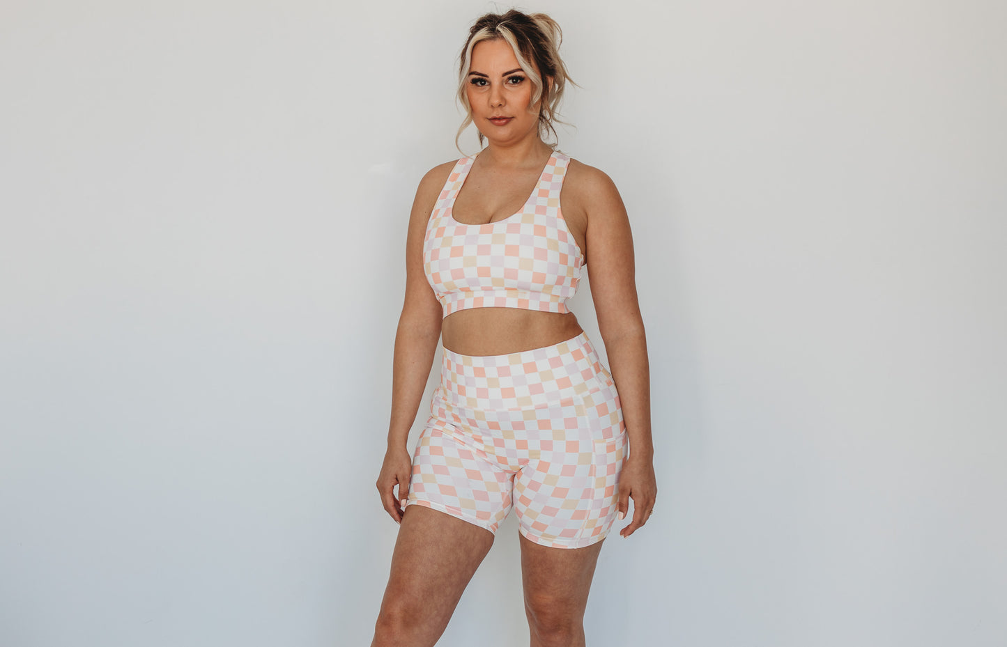 Pastel Check Support Sports Bra