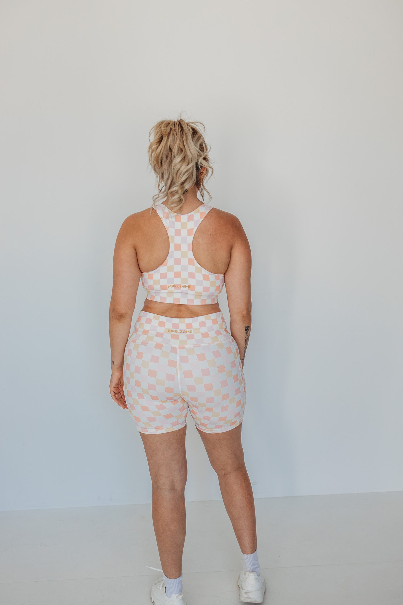 Pastel Check Support Sports Bra