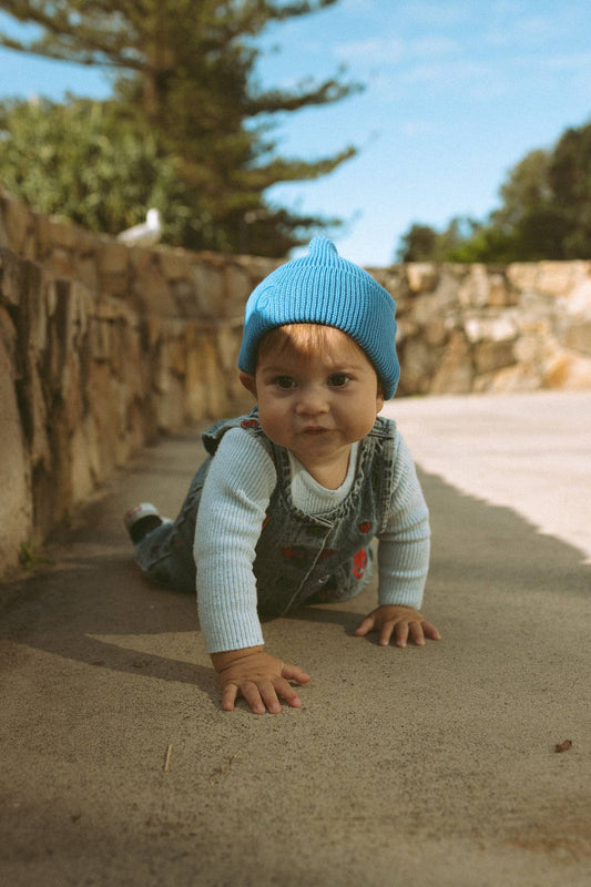 Organic Ribbed Super Pixie Beanie | Sea