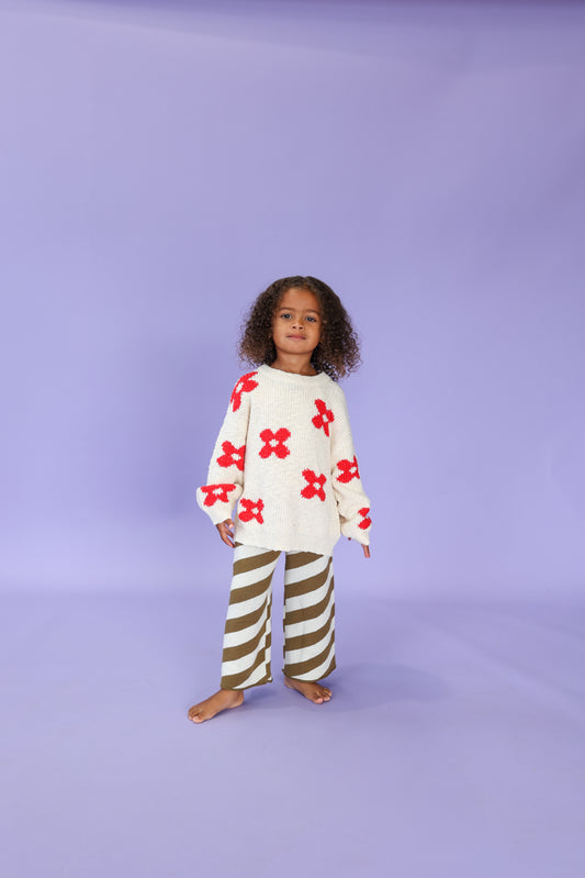 Diagonal Stripe Knit Flares | Coffee
