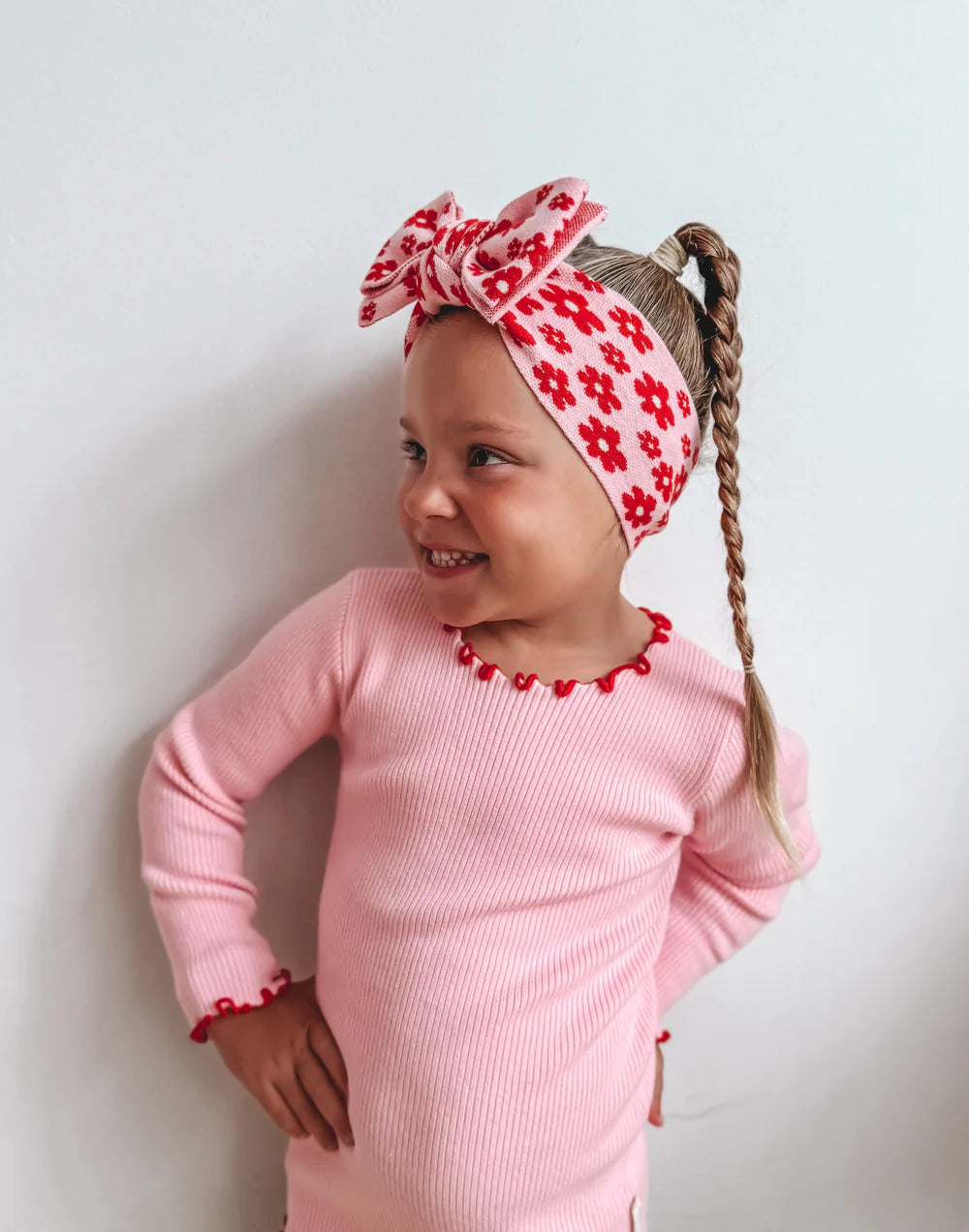 Cherry Pink Frill Edge Long Sleeve Top