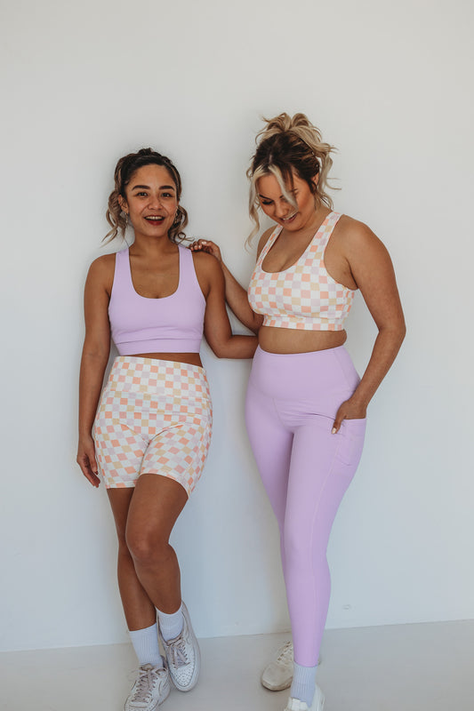 Pastel Check Support Sports Bra