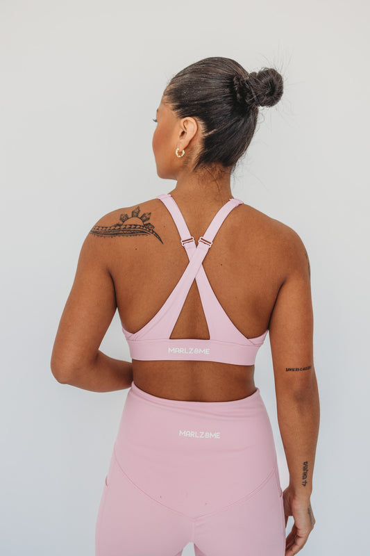 Pink Cross Sports Bra